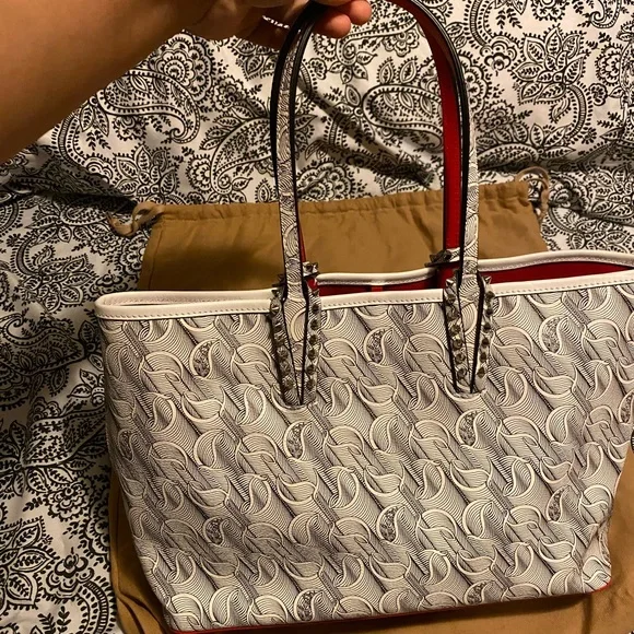 *****SOLD*****Christian Louboutin Small CABATA Spiked Studded Toile - Picture 10 of 14